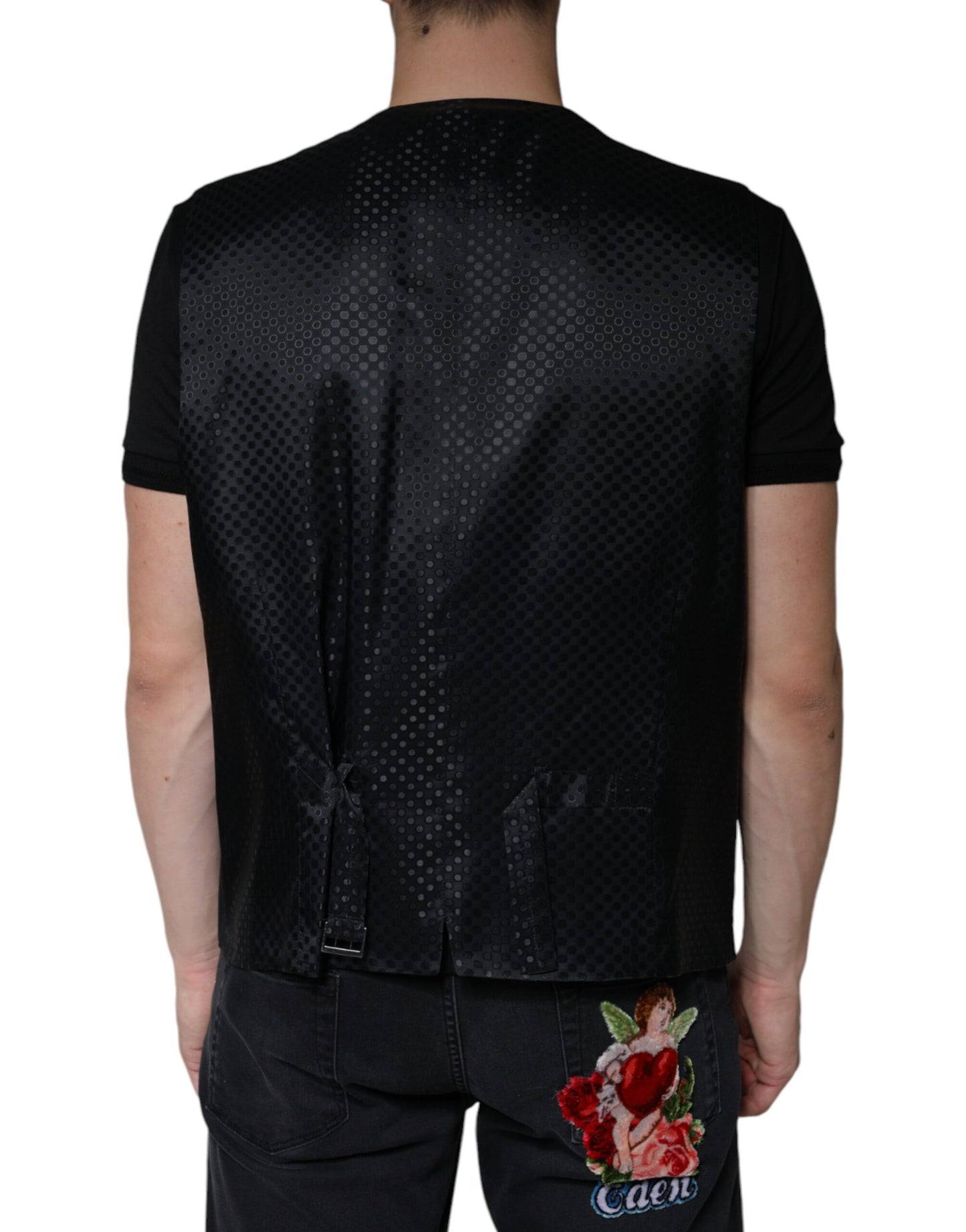 Dolce & Gabbana Black Wool Waistcoat Dress Formal Vest Dolce & Gabbana