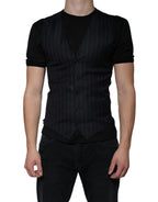 Dolce & Gabbana Black Leather Waistcoat Dress Formal Vest - Eljoys Fashion 