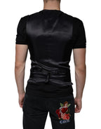 Dolce & Gabbana Black Leather Waistcoat Dress Formal Vest - Eljoys Fashion 
