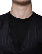 Dolce & Gabbana Black Leather Waistcoat Dress Formal Vest - Eljoys Fashion 