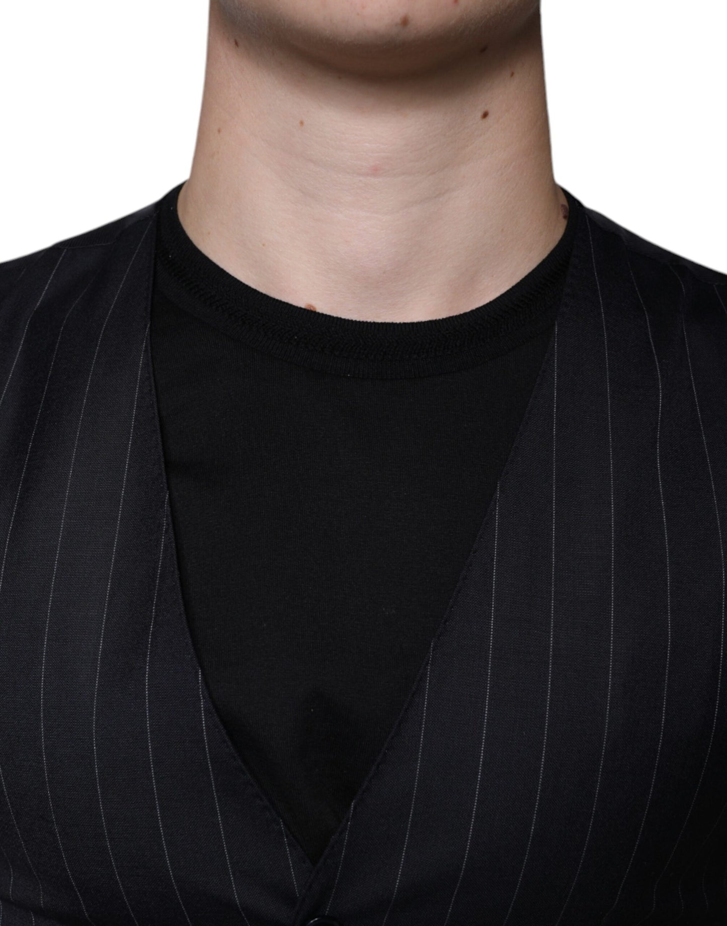 Dolce & Gabbana Black Leather Waistcoat Dress Formal Vest Dolce & Gabbana