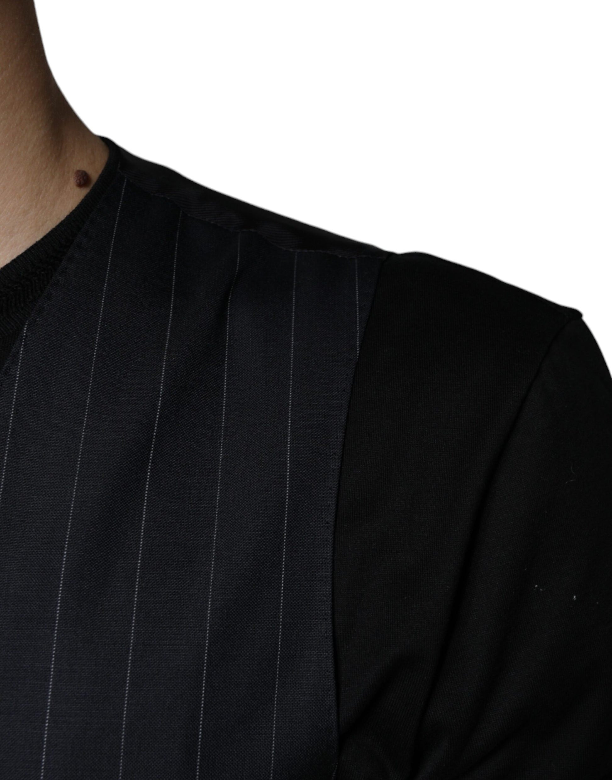 Dolce & Gabbana Black Leather Waistcoat Dress Formal Vest Dolce & Gabbana