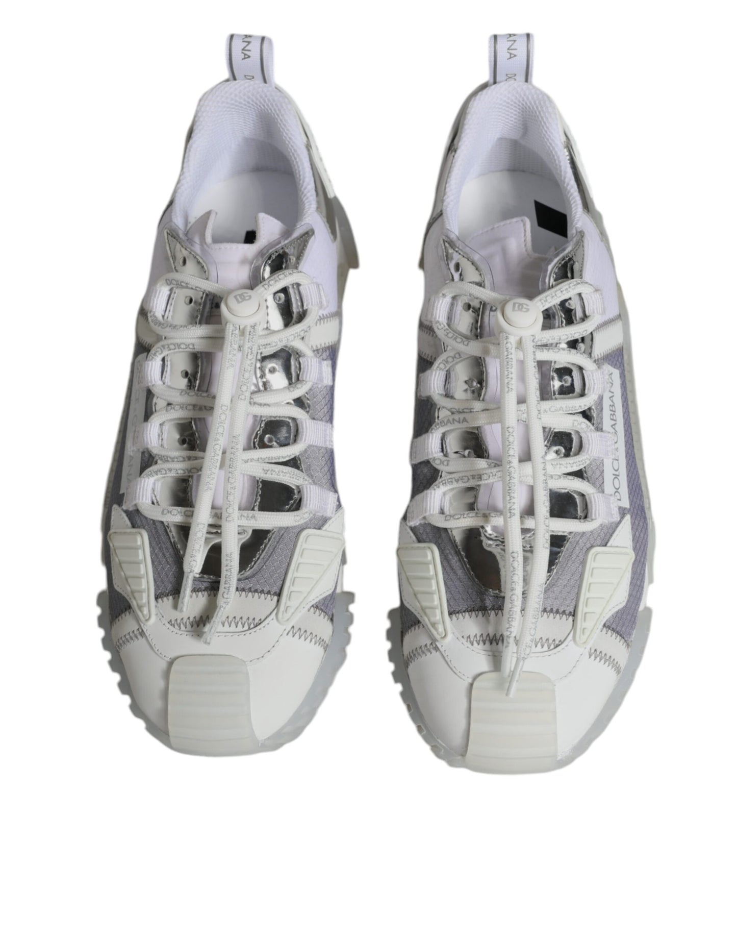 Dolce & Gabbana White Silver Low Top NS1 Sneakers Shoes Dolce & Gabbana
