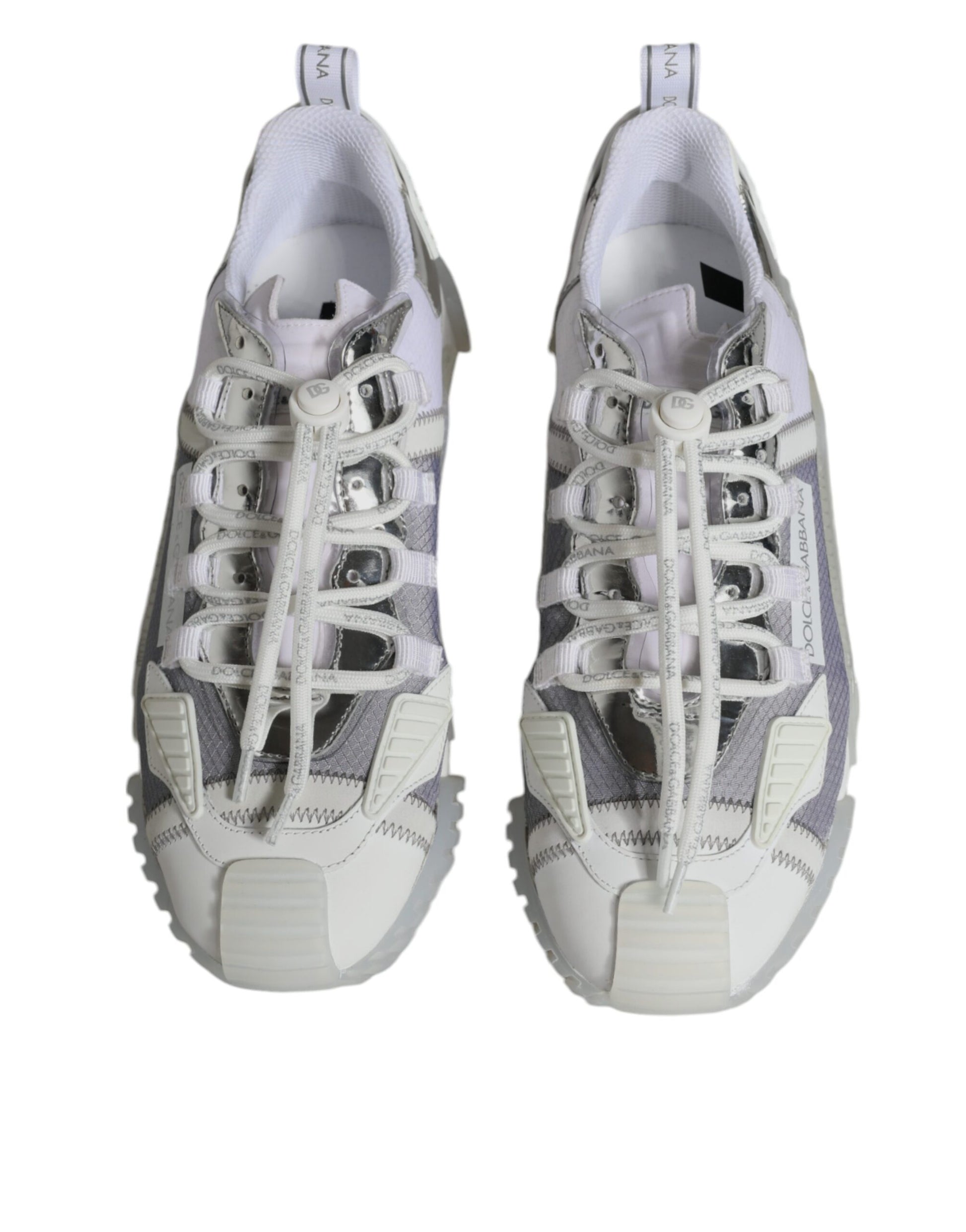 Dolce & Gabbana White Silver Low Top NS1 Sneakers Shoes Dolce & Gabbana