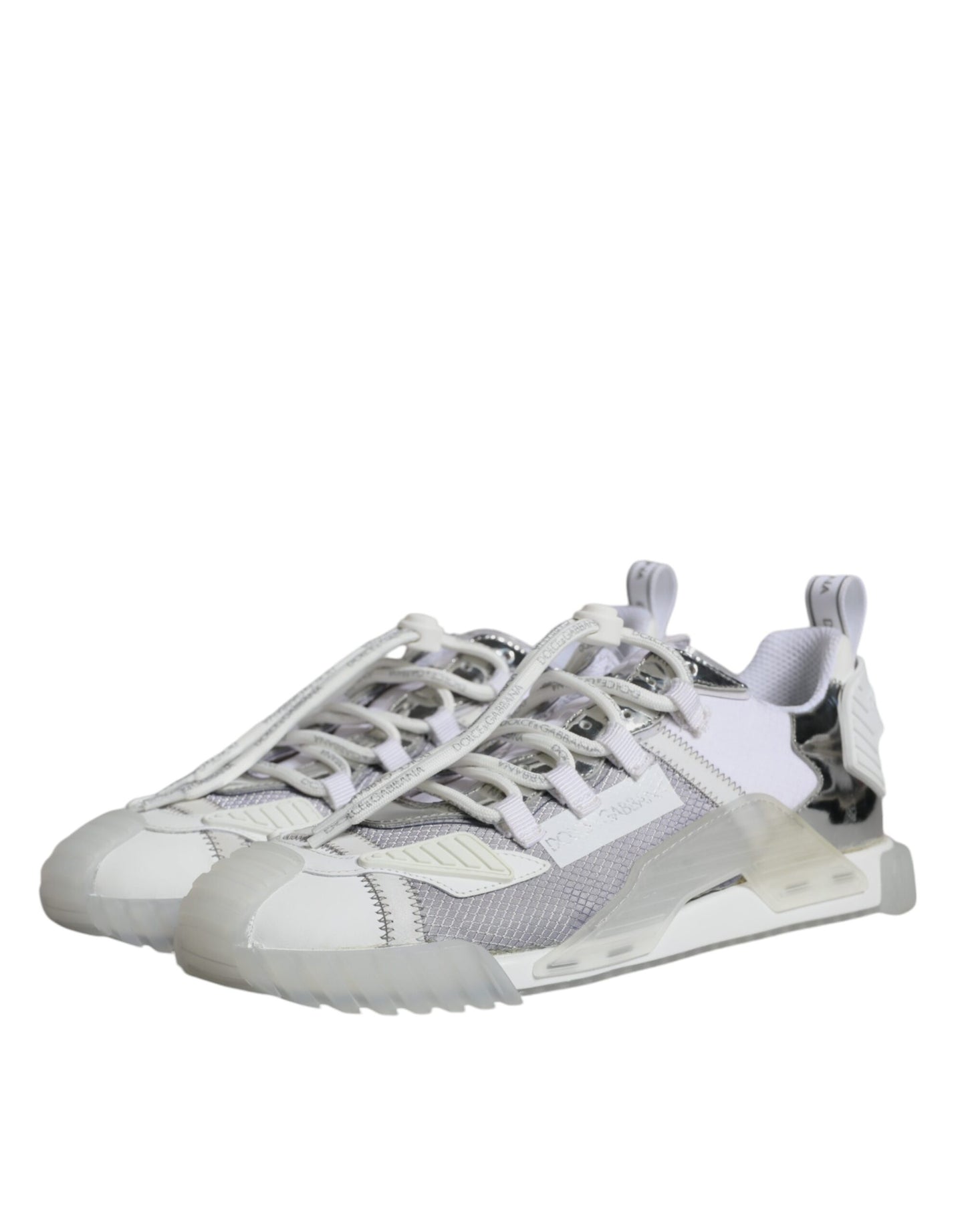 Dolce & Gabbana White Silver Low Top NS1 Sneakers Shoes Dolce & Gabbana