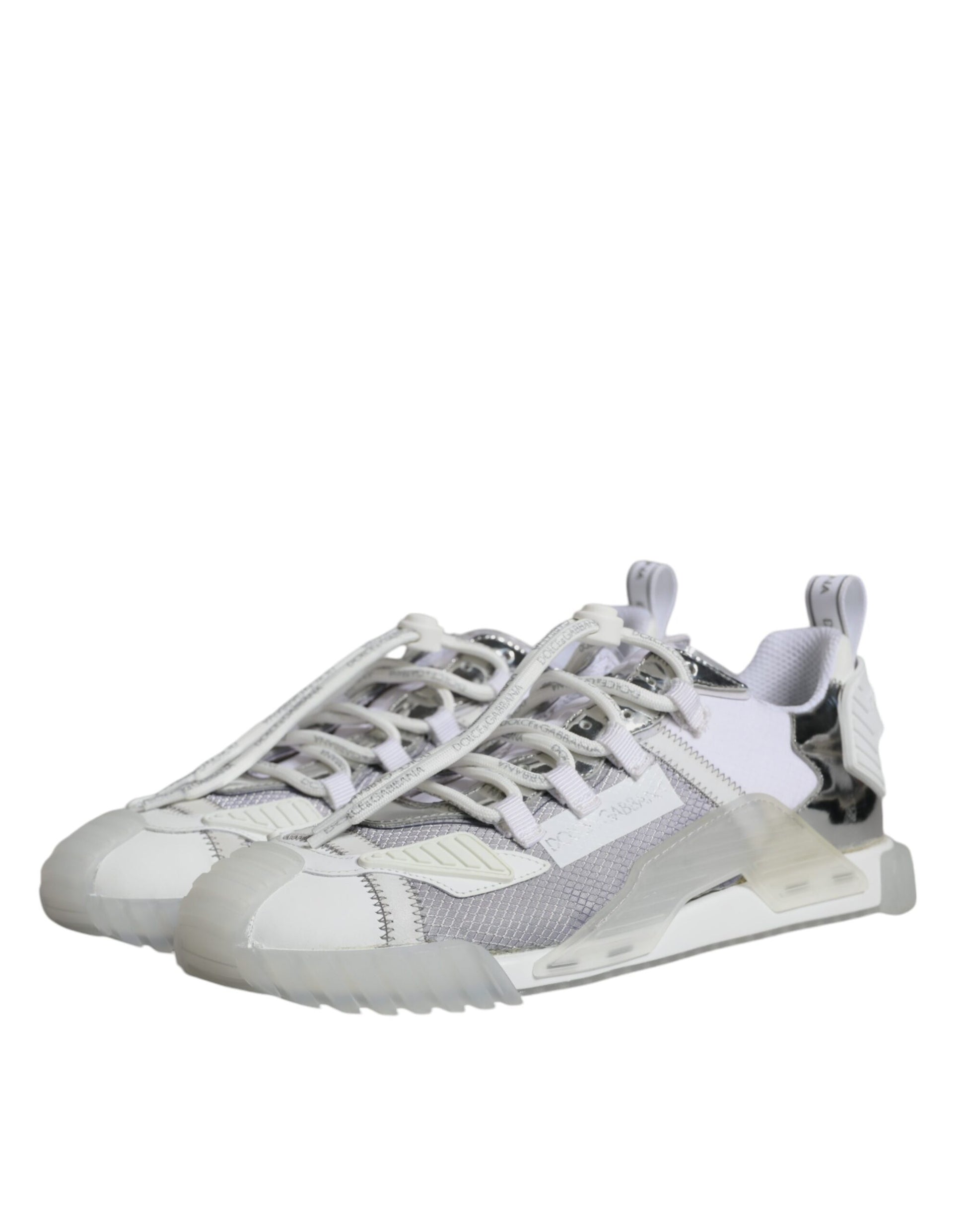 Dolce & Gabbana White Silver Low Top NS1 Sneakers Shoes Dolce & Gabbana