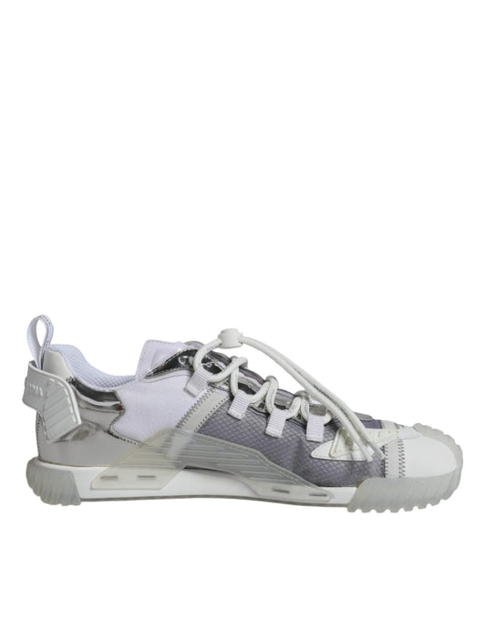Dolce & Gabbana White Silver Low Top NS1 Sneakers Shoes Dolce & Gabbana