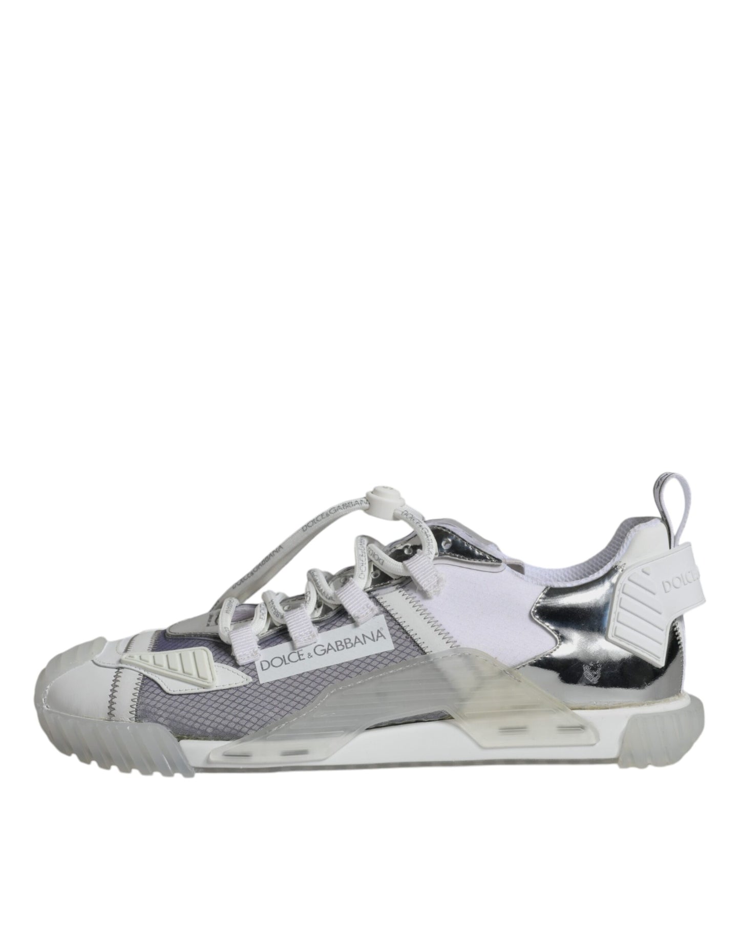 Dolce & Gabbana White Silver Low Top NS1 Sneakers Shoes Dolce & Gabbana