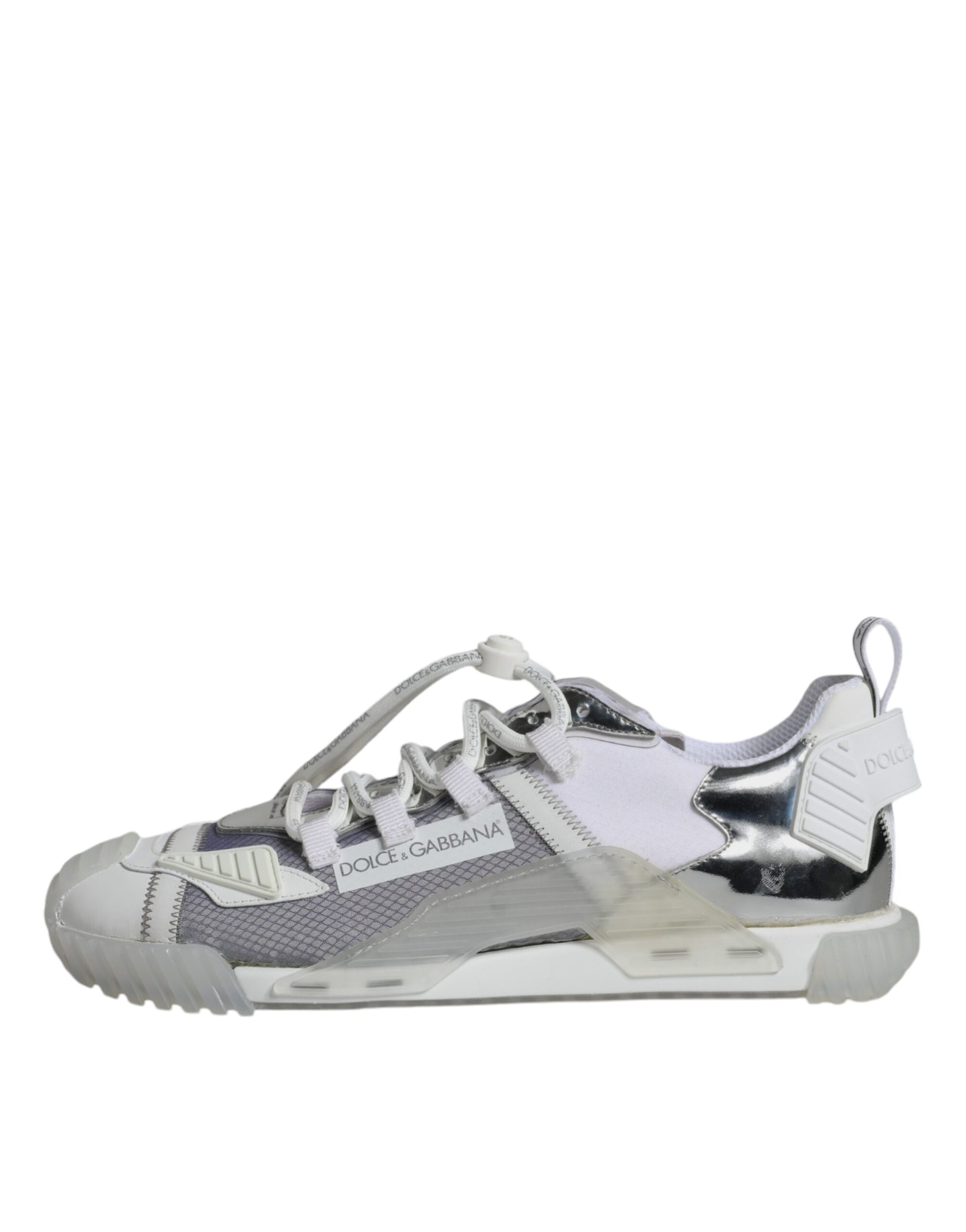Dolce & Gabbana White Silver Low Top NS1 Sneakers Shoes Dolce & Gabbana