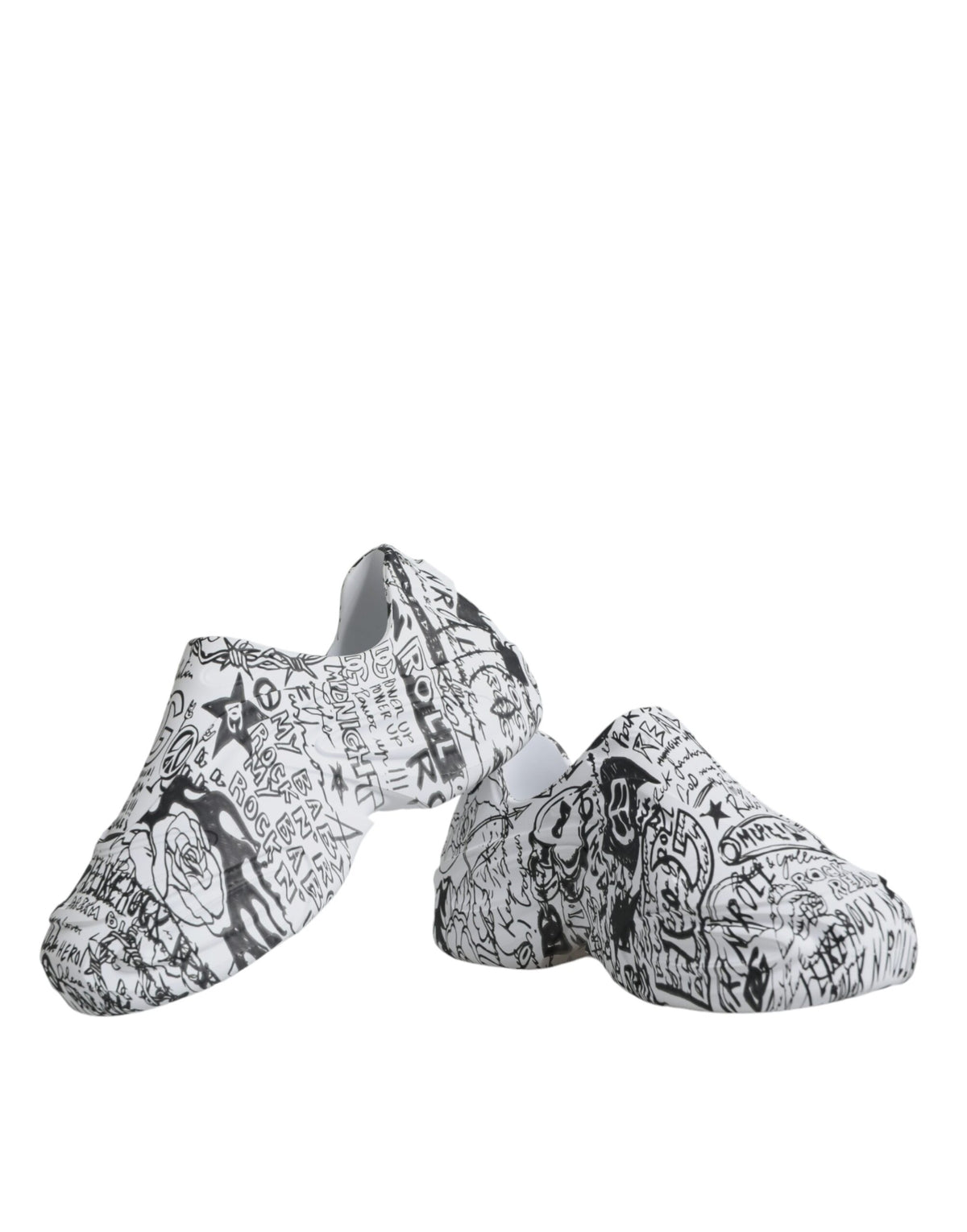 Dolce & Gabbana White Black Graffiti Daymaster Sneakers Shoes