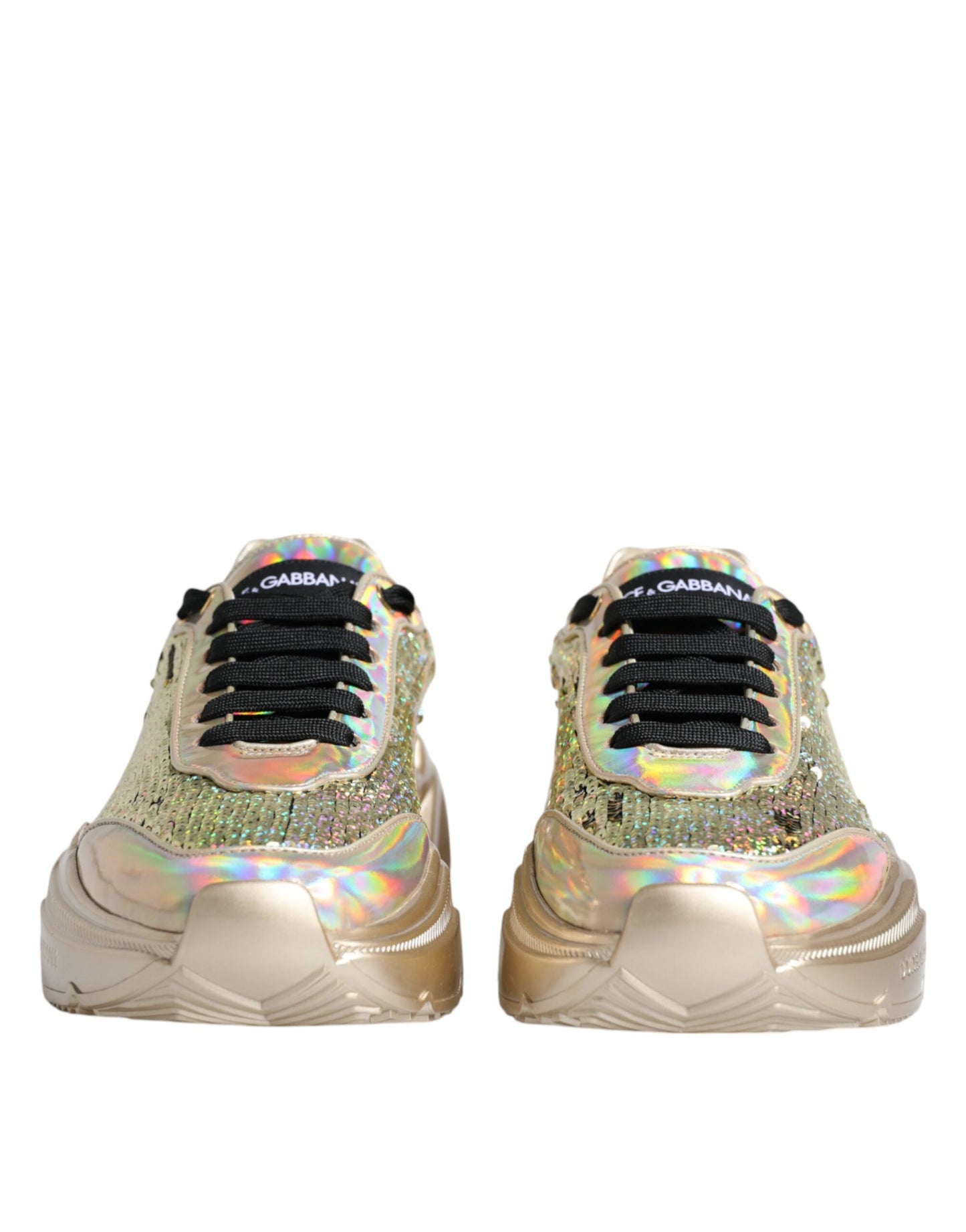 Dolce & Gabbana Gold Sequin Iridiscent Daymaster Sneakers Shoes Dolce & Gabbana