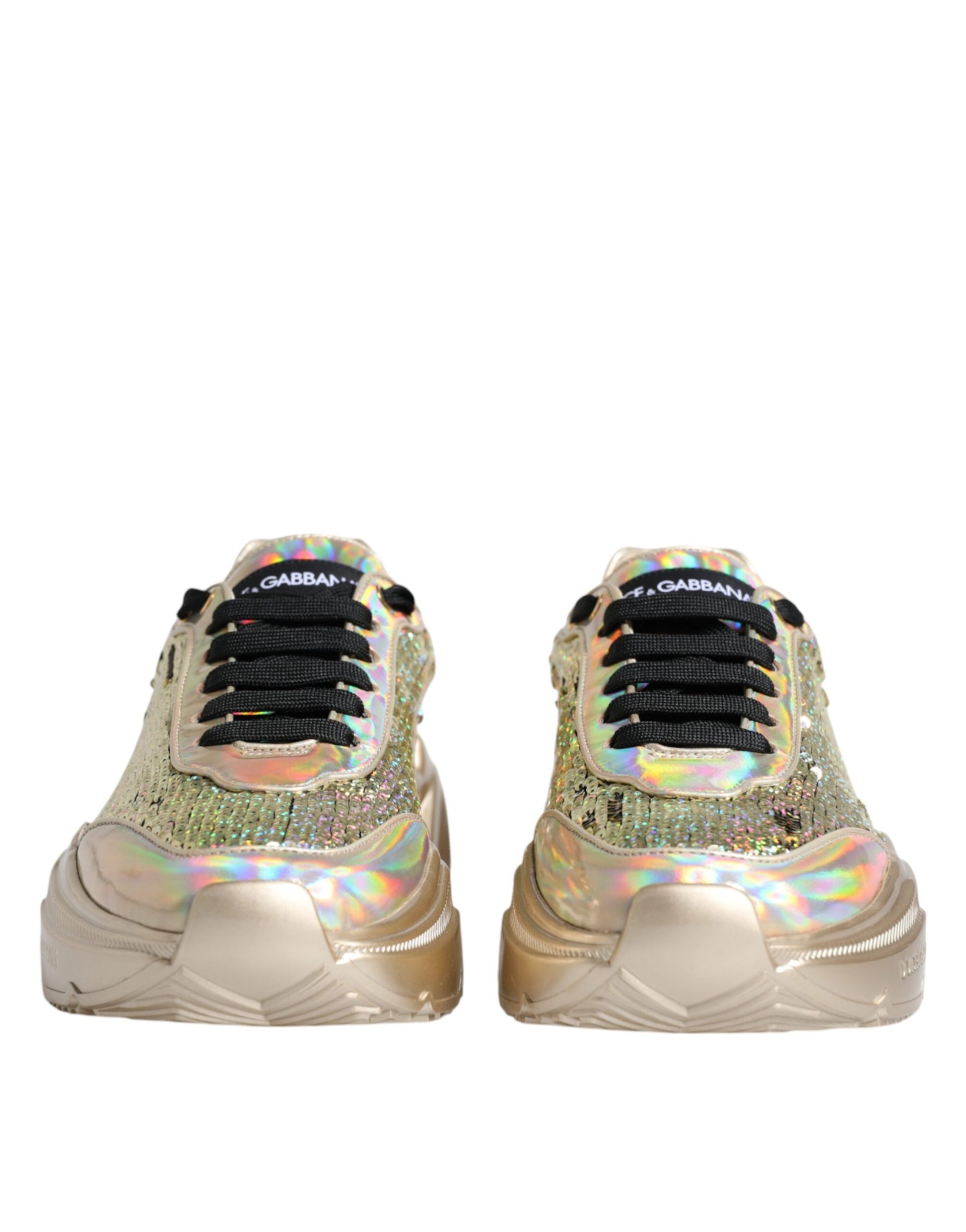 Dolce & Gabbana Gold Sequin Iridiscent Daymaster Sneakers Shoes Dolce & Gabbana