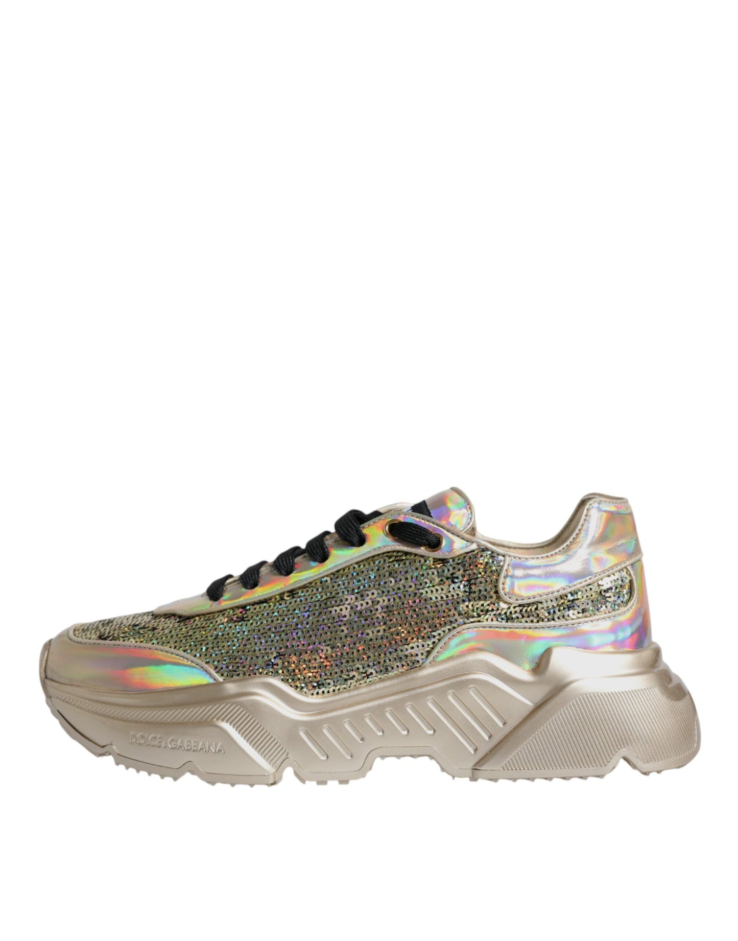 Dolce & Gabbana Gold Sequin Iridiscent Daymaster Sneakers Shoes Dolce & Gabbana