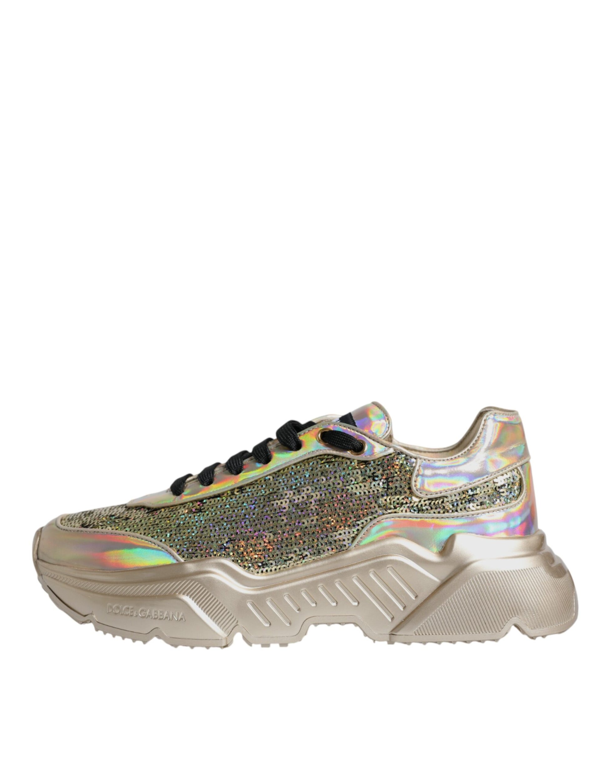 Dolce & Gabbana Gold Sequin Iridiscent Daymaster Sneakers Shoes Dolce & Gabbana