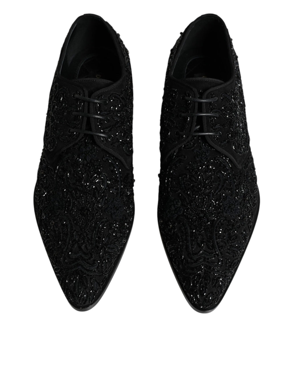 Dolce & Gabbana Black Embellished Suede Derby Formal Shoes - Eljoys Fashion 