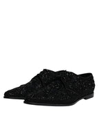 Dolce & Gabbana Black Embellished Suede Derby Formal Shoes - Eljoys Fashion 