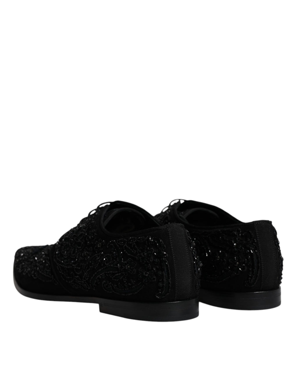 Dolce & Gabbana Black Embellished Suede Derby Formal Shoes - Eljoys Fashion 