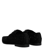 Dolce & Gabbana Black Embellished Suede Derby Formal Shoes - Eljoys Fashion 