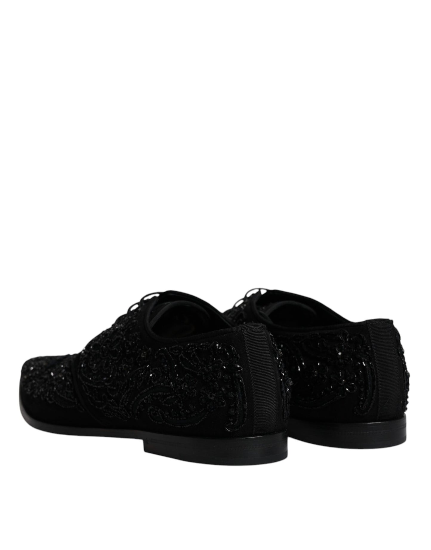 Dolce & Gabbana Black Embellished Suede Derby Formal Shoes Dolce & Gabbana
