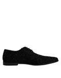 Dolce & Gabbana Black Embellished Suede Derby Formal Shoes - Eljoys Fashion 