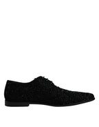 Dolce & Gabbana Black Embellished Suede Derby Formal Shoes - Eljoys Fashion 