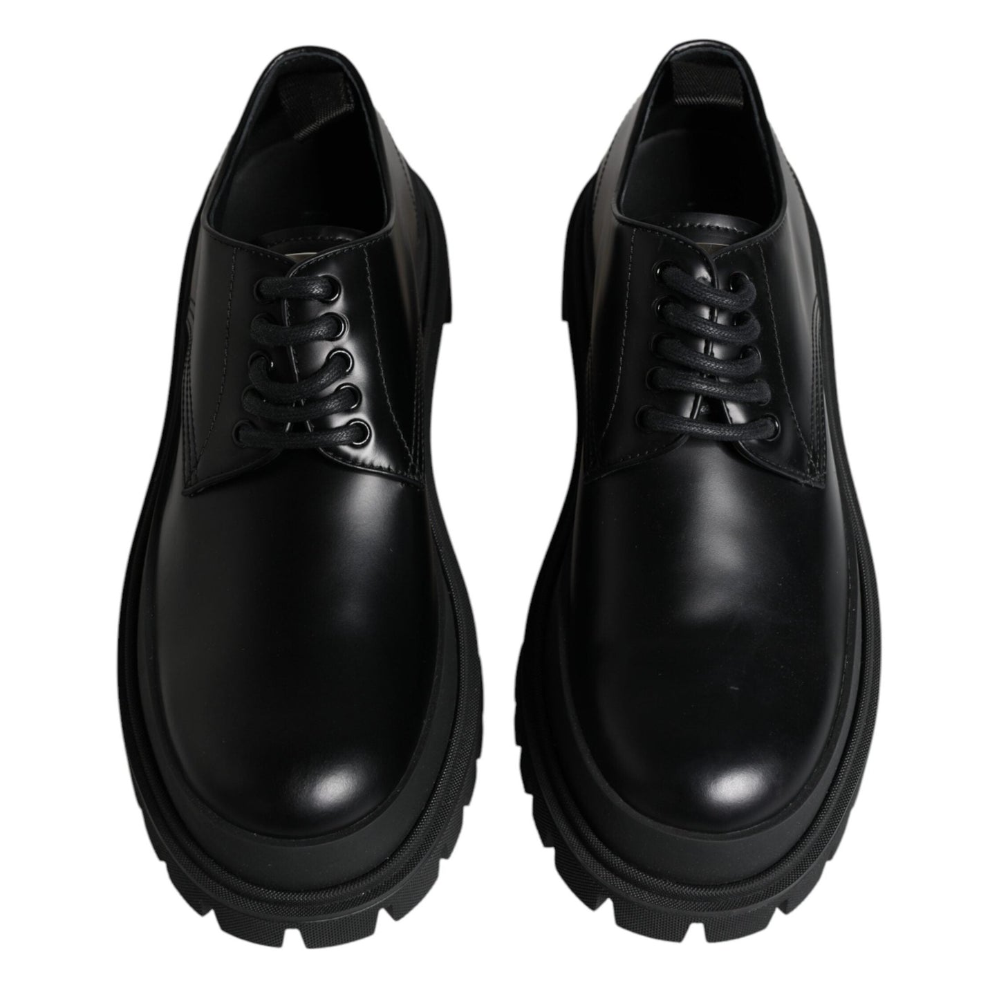 Dolce & Gabbana Black Leather Lace Up Trekking Dress Shoes Dolce & Gabbana