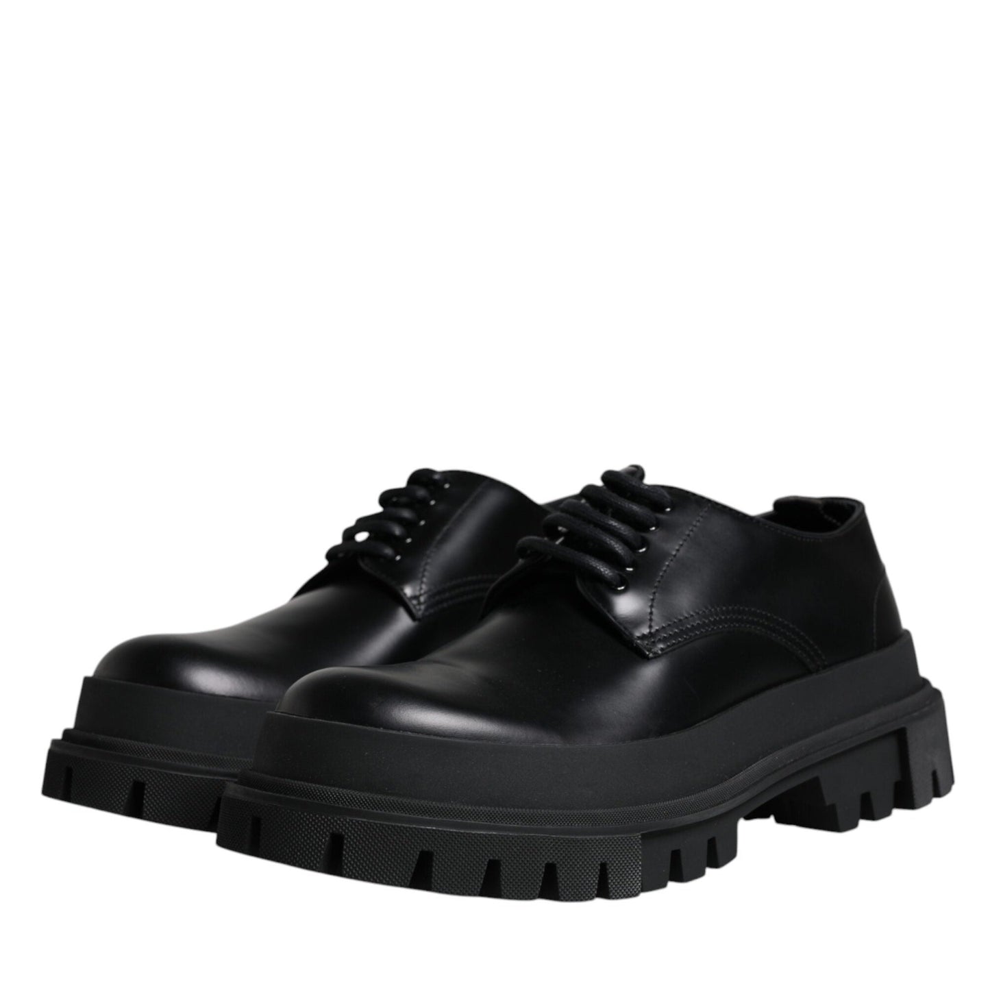 Dolce & Gabbana Black Leather Lace Up Trekking Dress Shoes Dolce & Gabbana