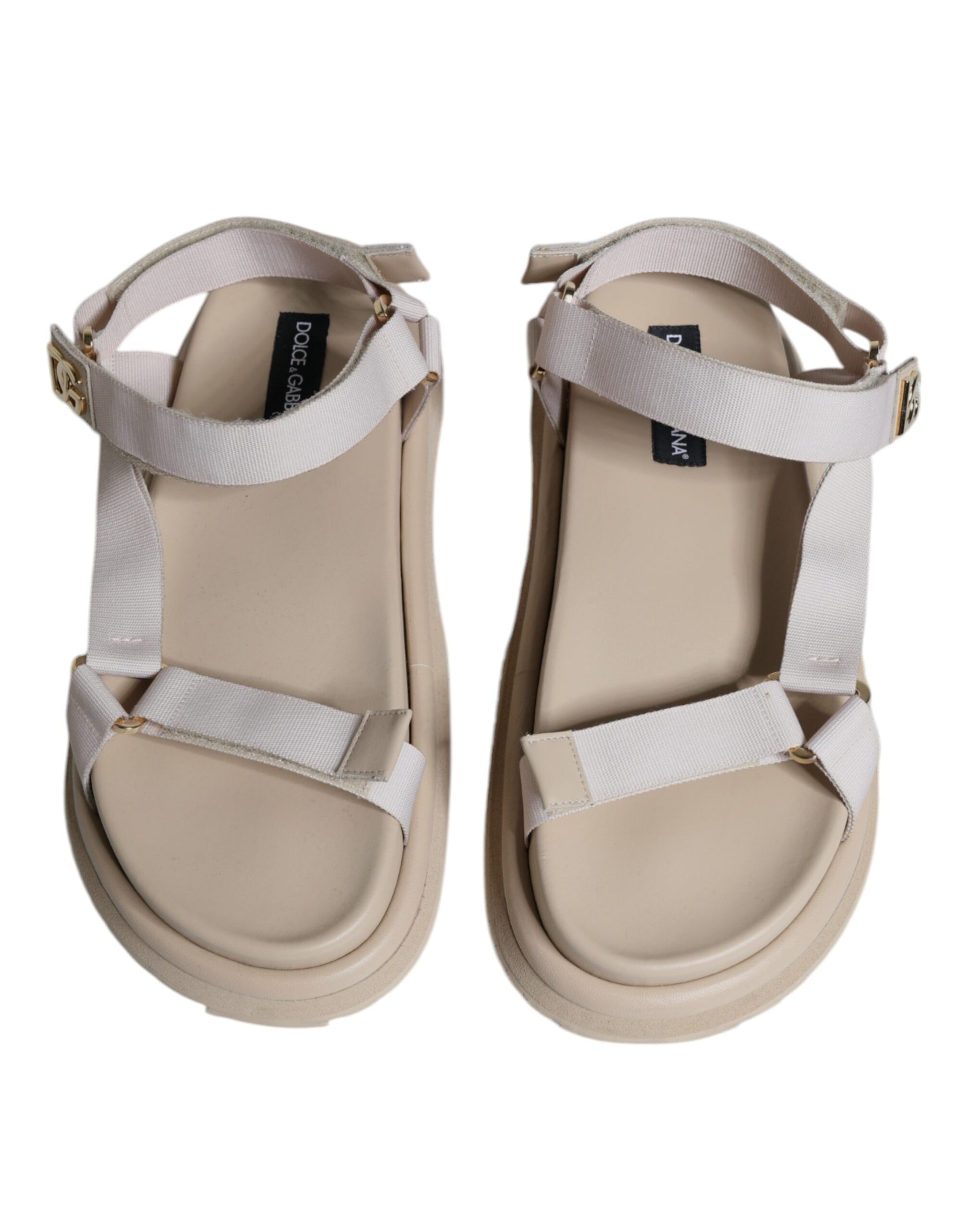 Dolce & Gabbana Beige Nappa Devotion Strap Men Sandals Shoes Dolce & Gabbana