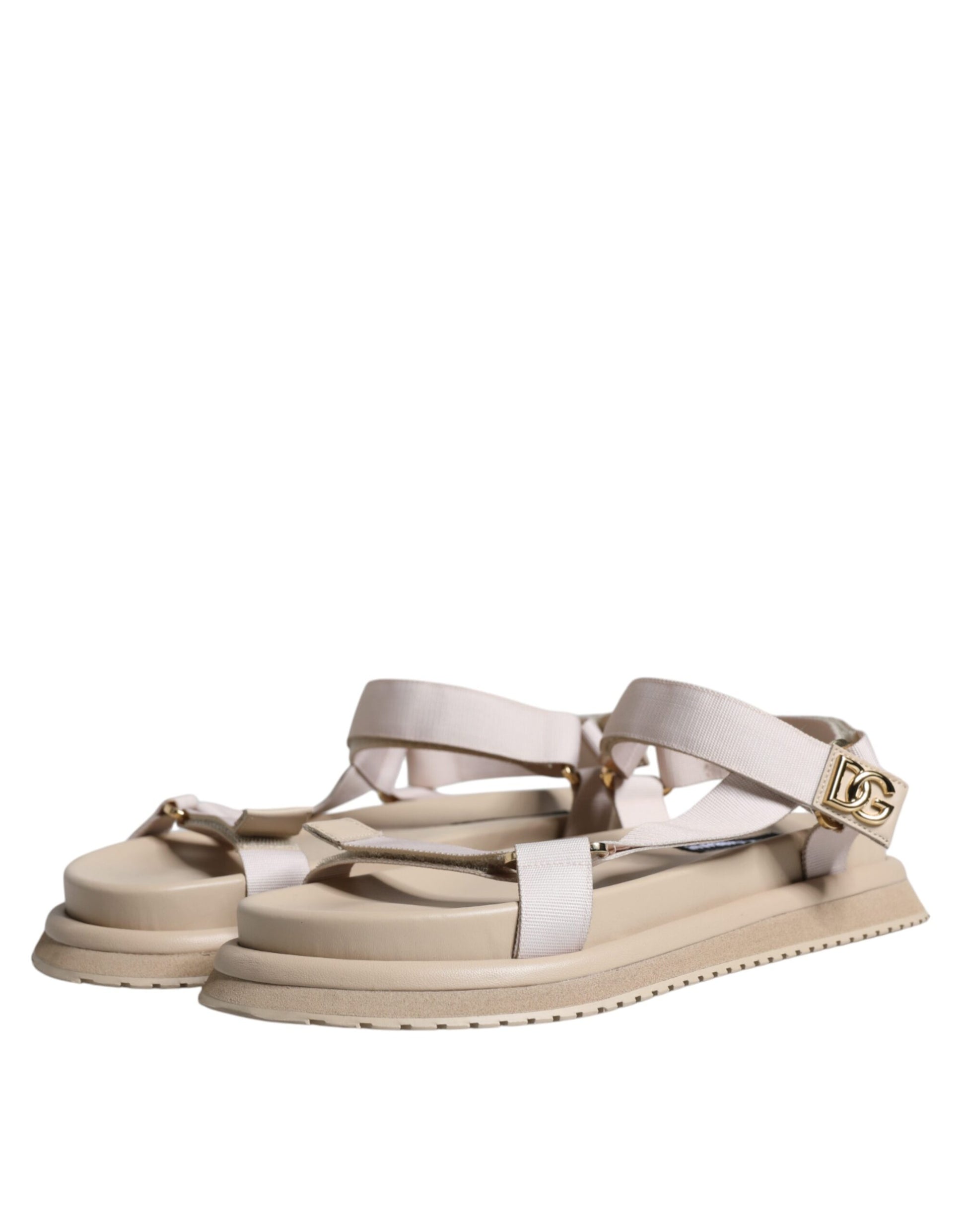 Dolce & Gabbana Beige Nappa Devotion Strap Men Sandals Shoes Dolce & Gabbana