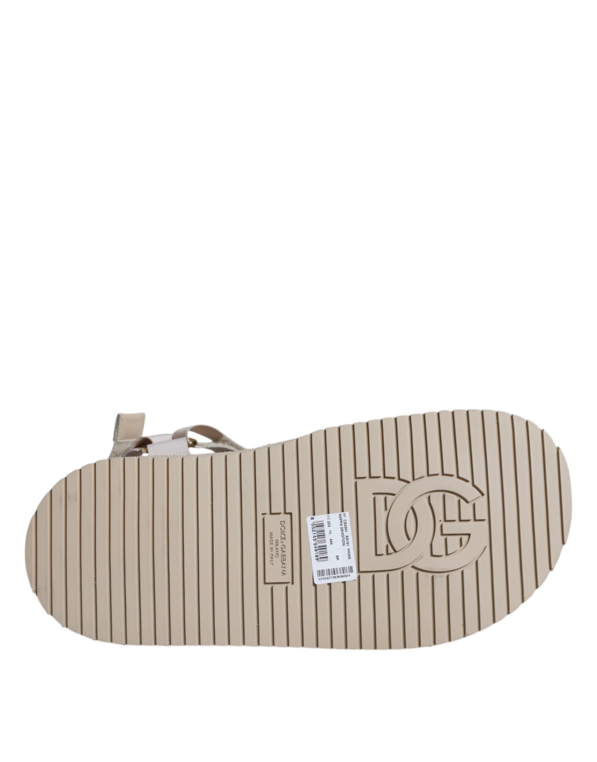 Dolce & Gabbana Beige Nappa Devotion Strap Men Sandals Shoes Dolce & Gabbana