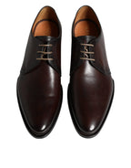 Dolce & Gabbana Brown Leather Lace Up Men Derby Formal Shoes