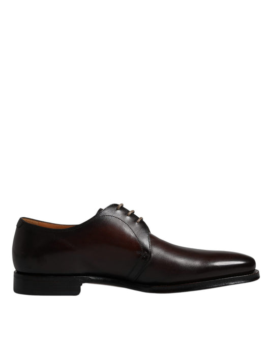 Dolce & Gabbana Black Leather Lace Up Men Derby Formal Shoes Dolce & Gabbana