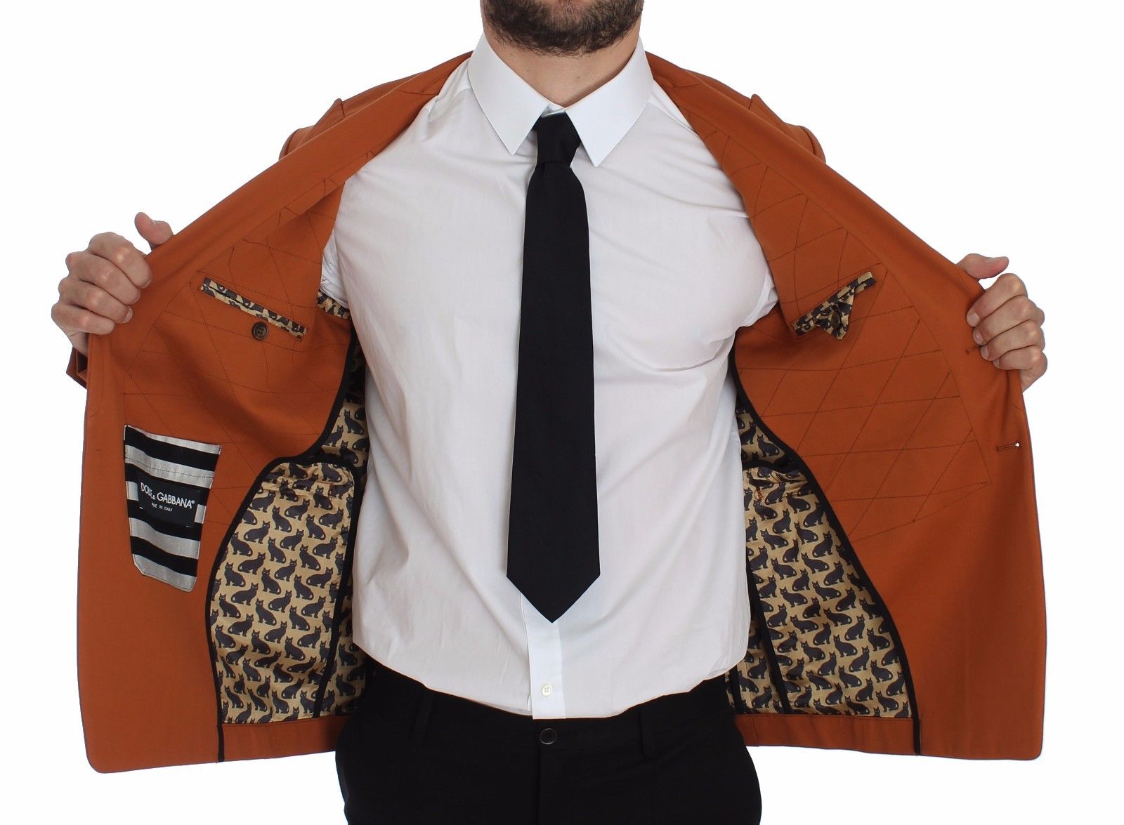 Dolce & Gabbana Orange Cotton Stretch Blazer Dolce & Gabbana