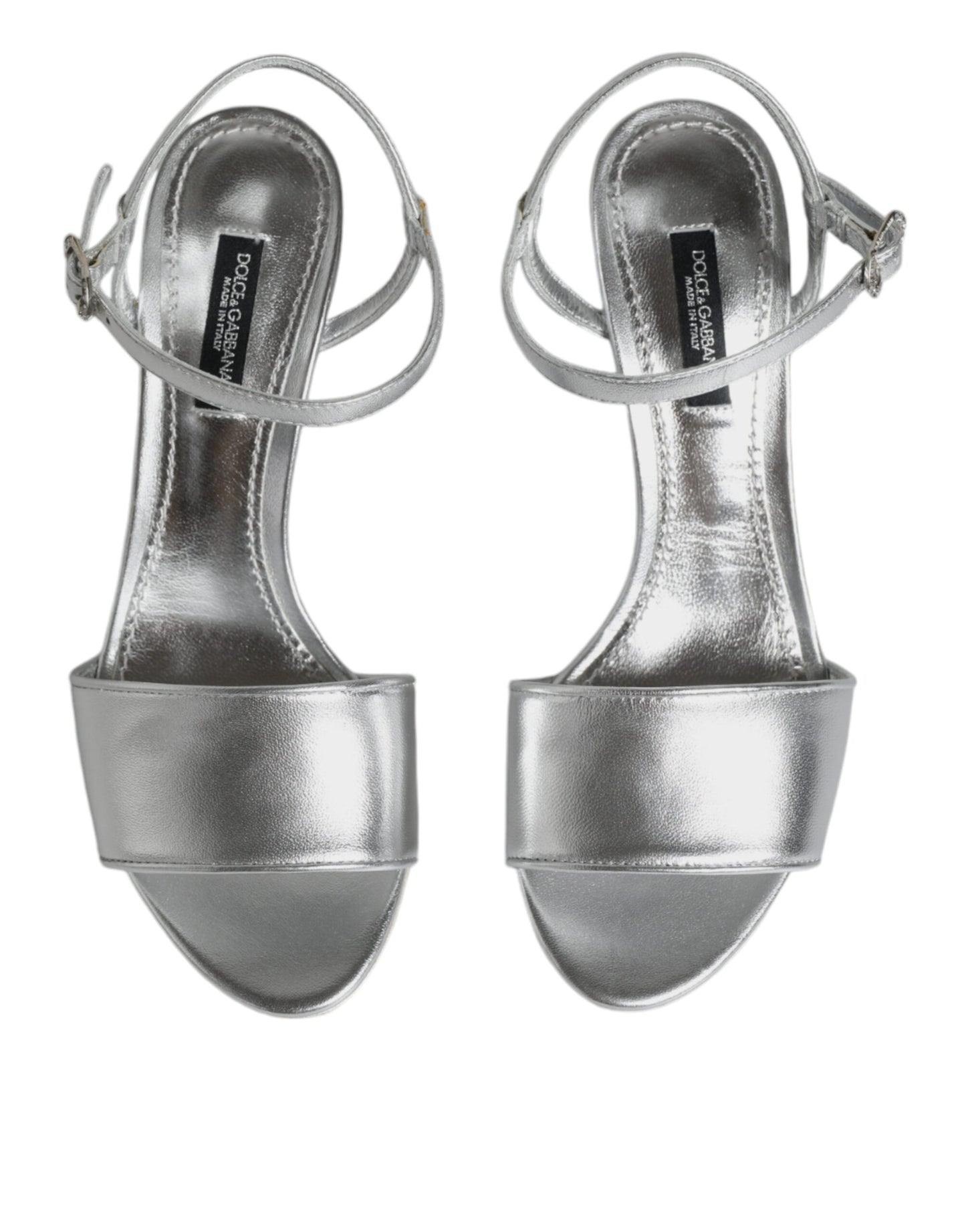 Dolce & Gabbana Silver KEIRA Heels Ankle Strap Sandals Shoes Dolce & Gabbana