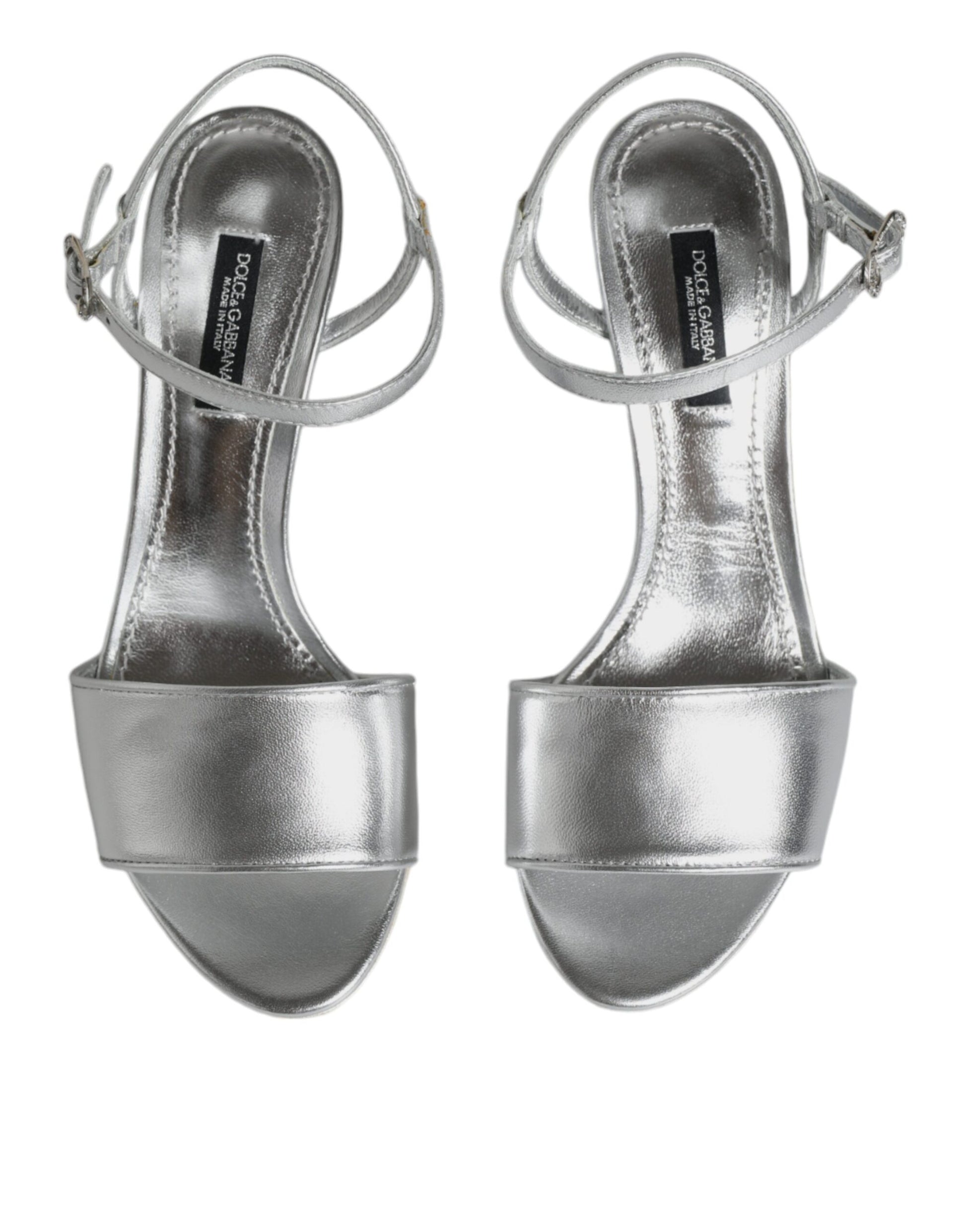 Dolce & Gabbana Silver KEIRA Heels Ankle Strap Sandals Shoes Dolce & Gabbana