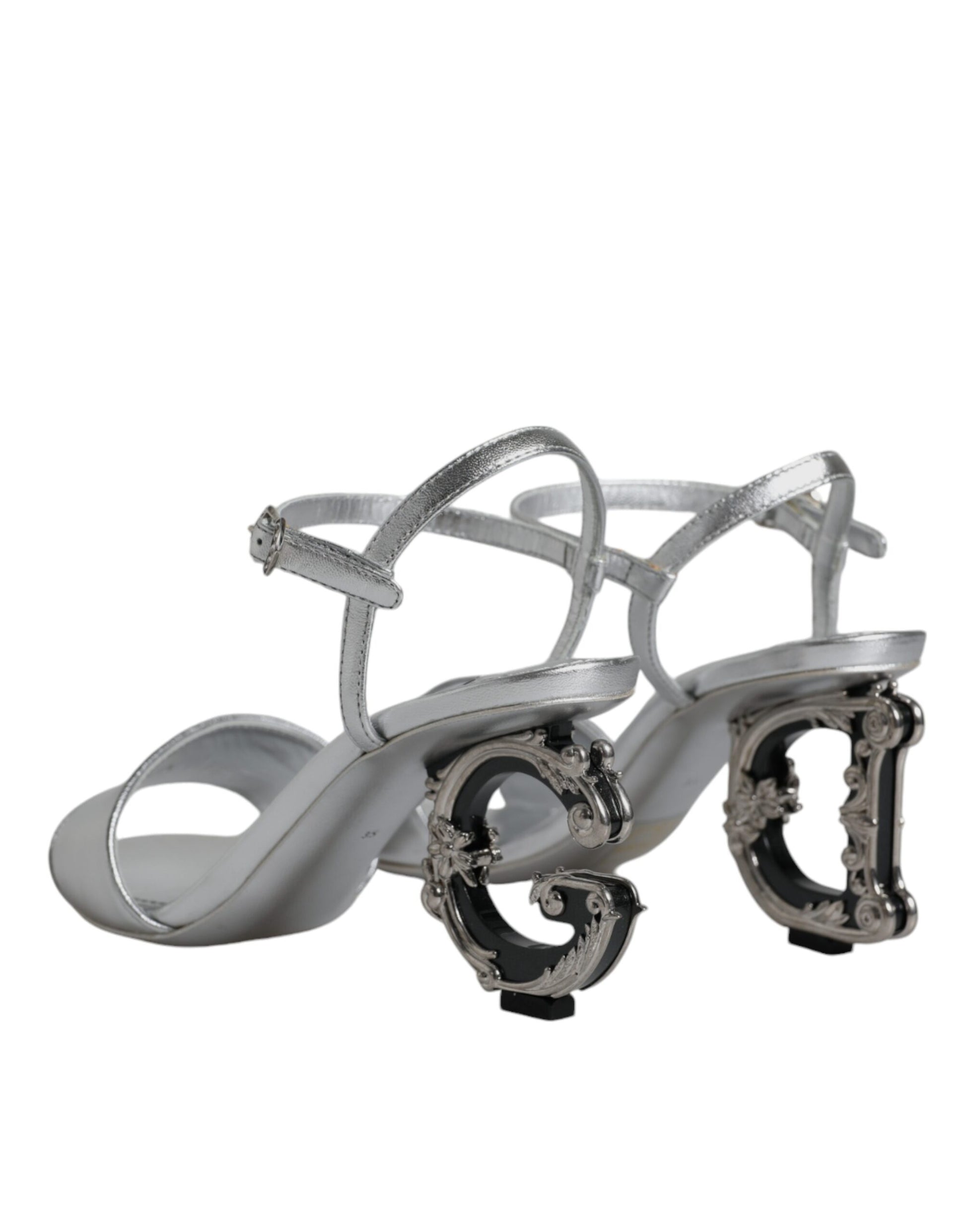 Dolce & Gabbana Silver KEIRA Heels Ankle Strap Sandals Shoes Dolce & Gabbana
