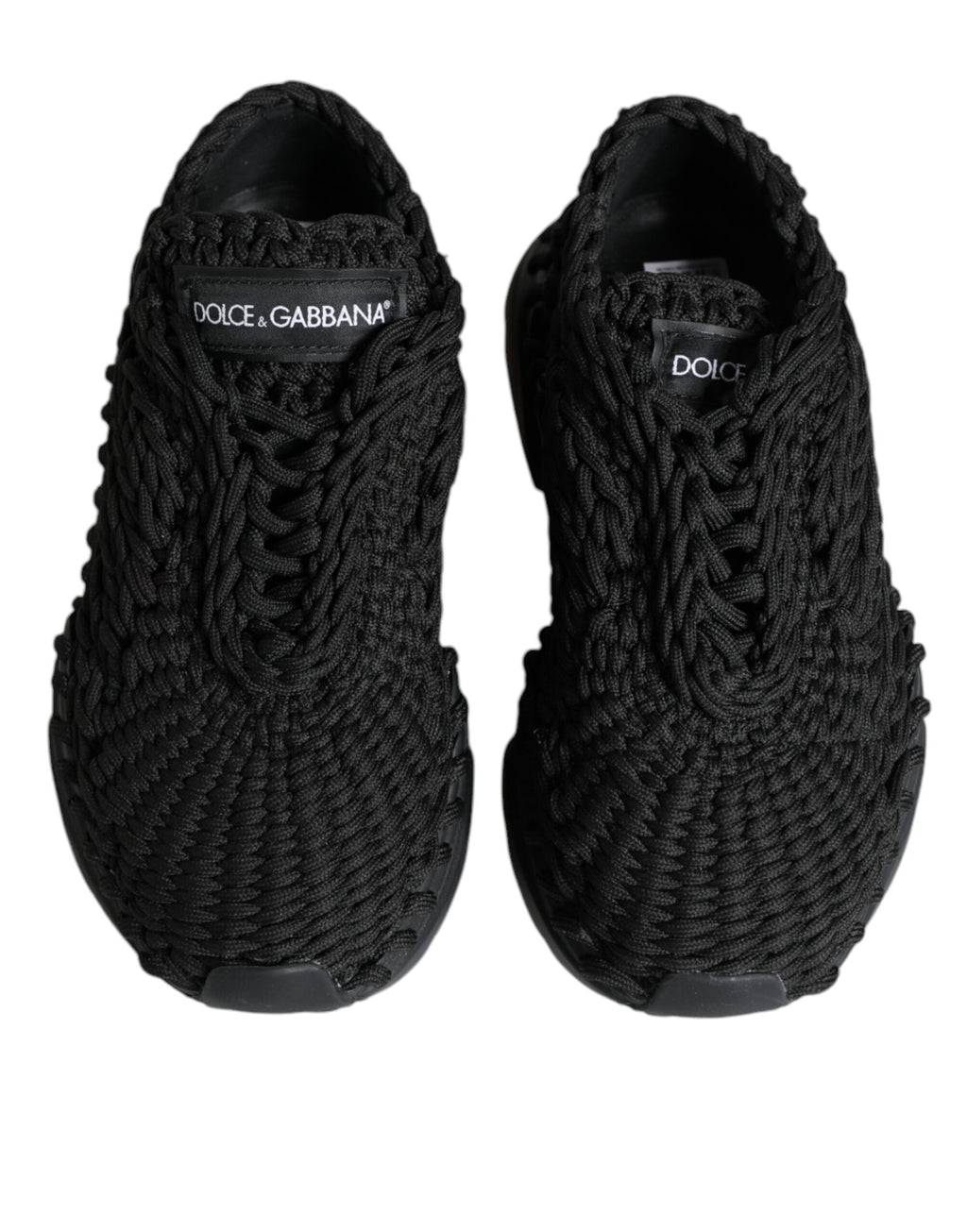 Dolce & Gabbana Black Knitted Daymaster Sneakers Shoes - Eljoys Fashion 