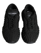 Dolce & Gabbana Black Knitted Daymaster Sneakers Shoes - Eljoys Fashion 