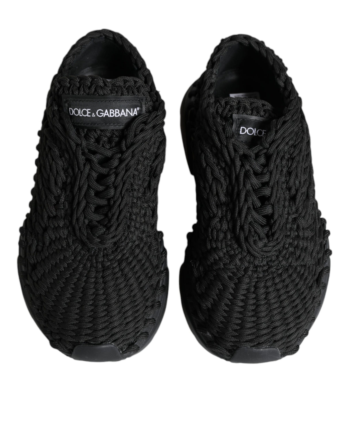 Dolce & Gabbana Black Knitted Daymaster Sneakers Shoes - Eljoys Fashion 