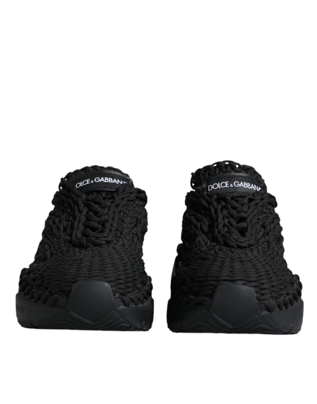 Dolce & Gabbana Black Knitted Daymaster Sneakers Shoes - Eljoys Fashion 