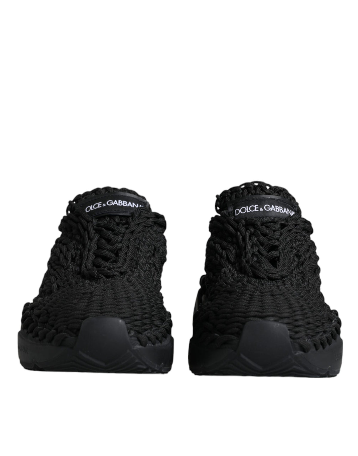 Dolce & Gabbana Black Knitted Daymaster Sneakers Shoes - Eljoys Fashion 
