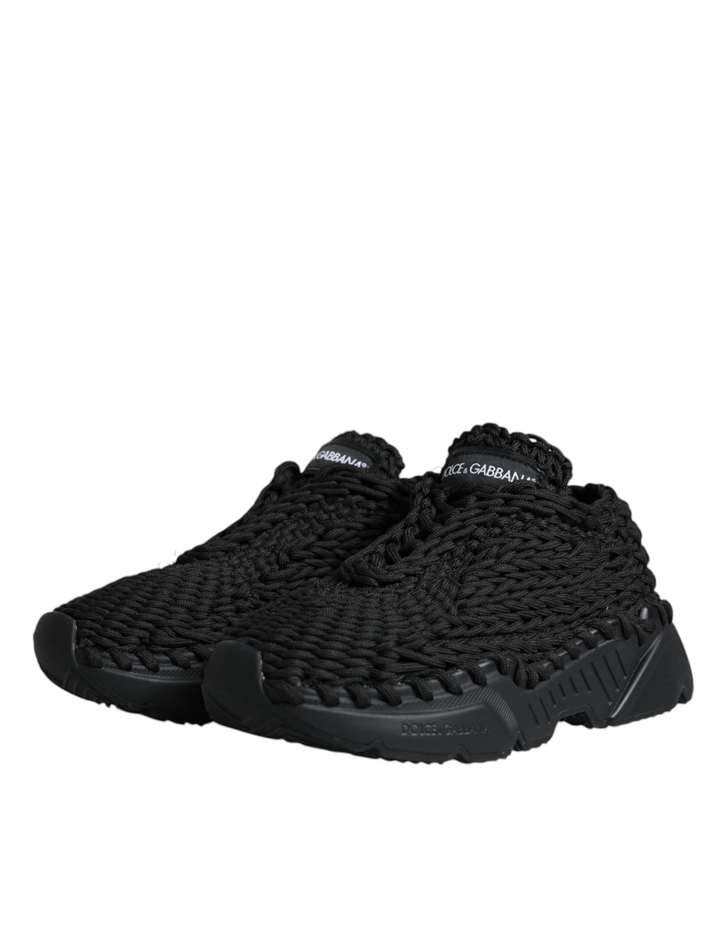 Dolce & Gabbana Black Knitted Daymaster Sneakers Shoes - Eljoys Fashion 