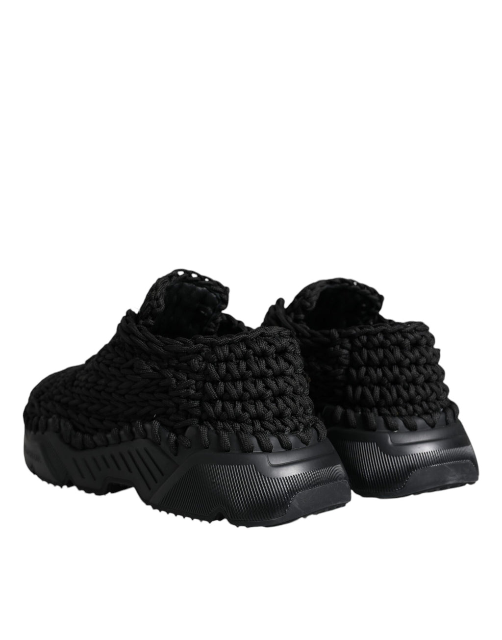 Dolce & Gabbana Black Knitted Daymaster Sneakers Shoes - Eljoys Fashion 