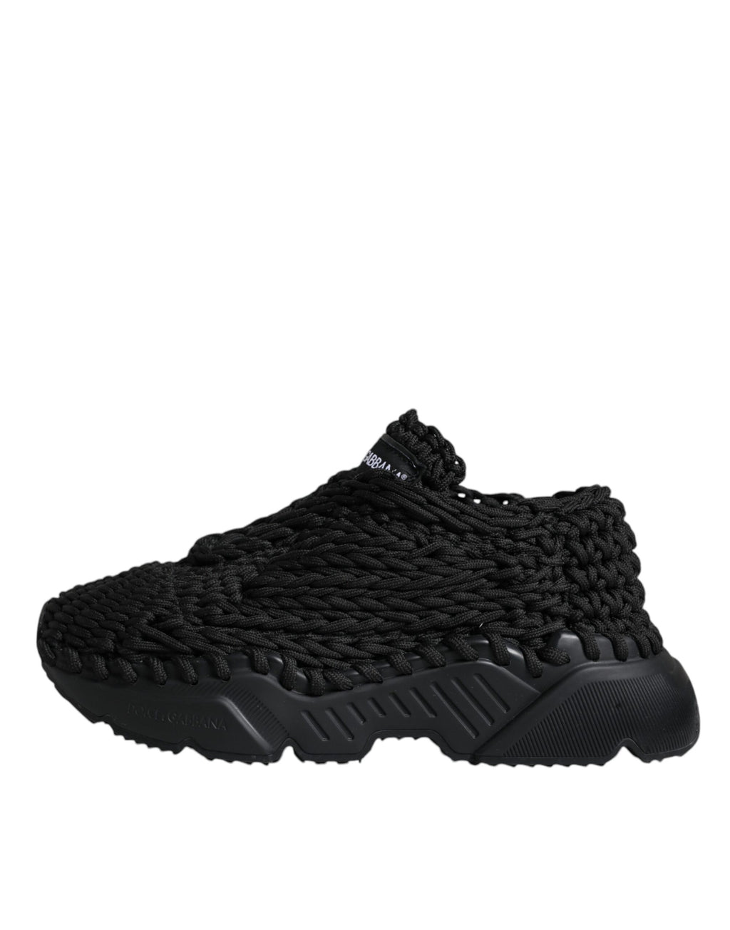 Dolce & Gabbana Black Knitted Daymaster Sneakers Shoes - Eljoys Fashion 
