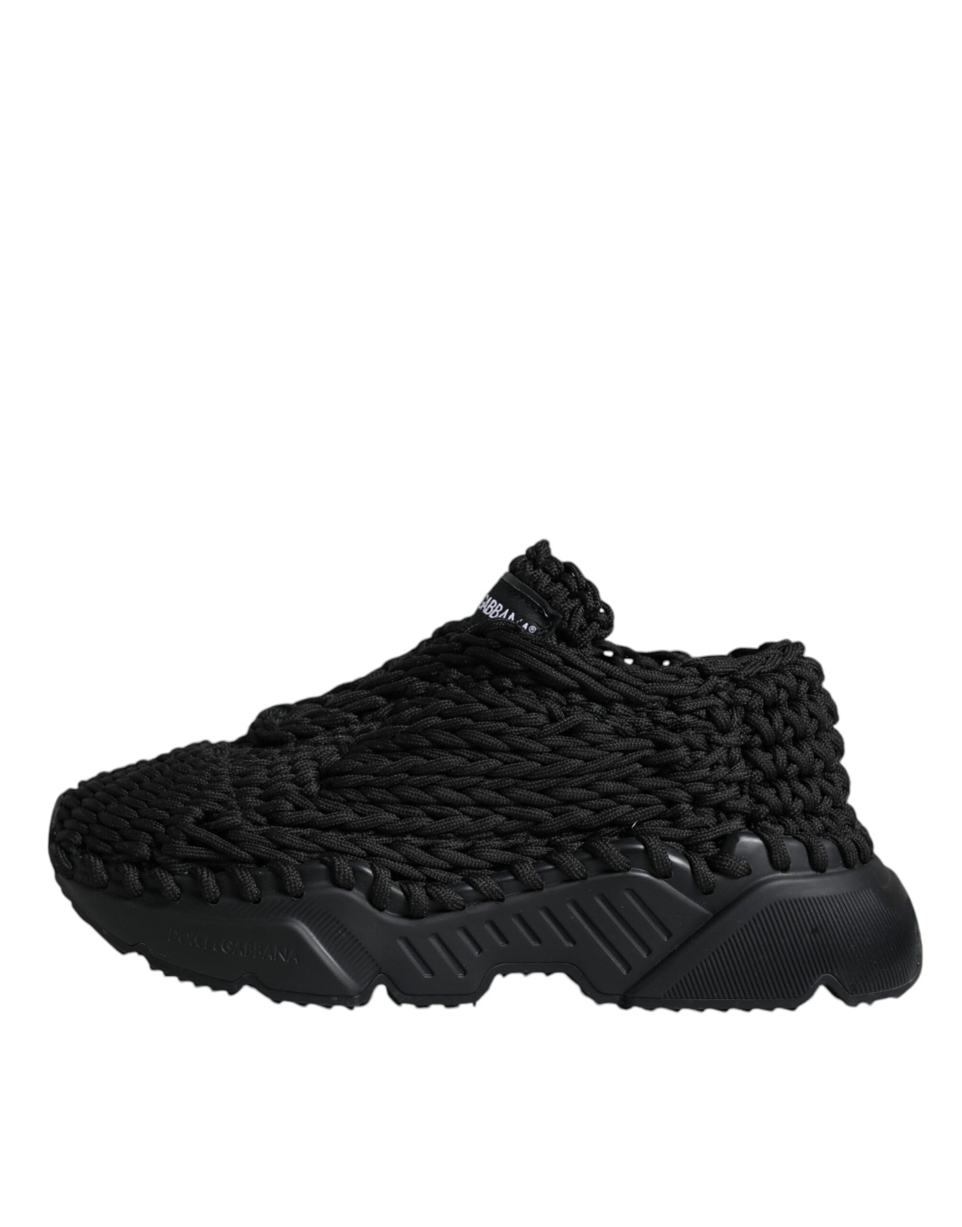 Dolce & Gabbana Black Knitted Daymaster Sneakers Shoes Dolce & Gabbana
