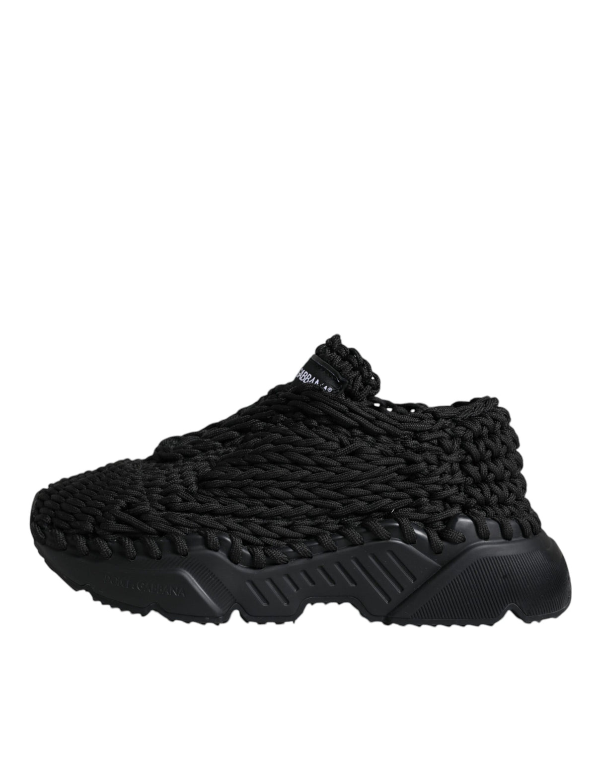 Dolce & Gabbana Black Knitted Daymaster Sneakers Shoes - Eljoys Fashion 