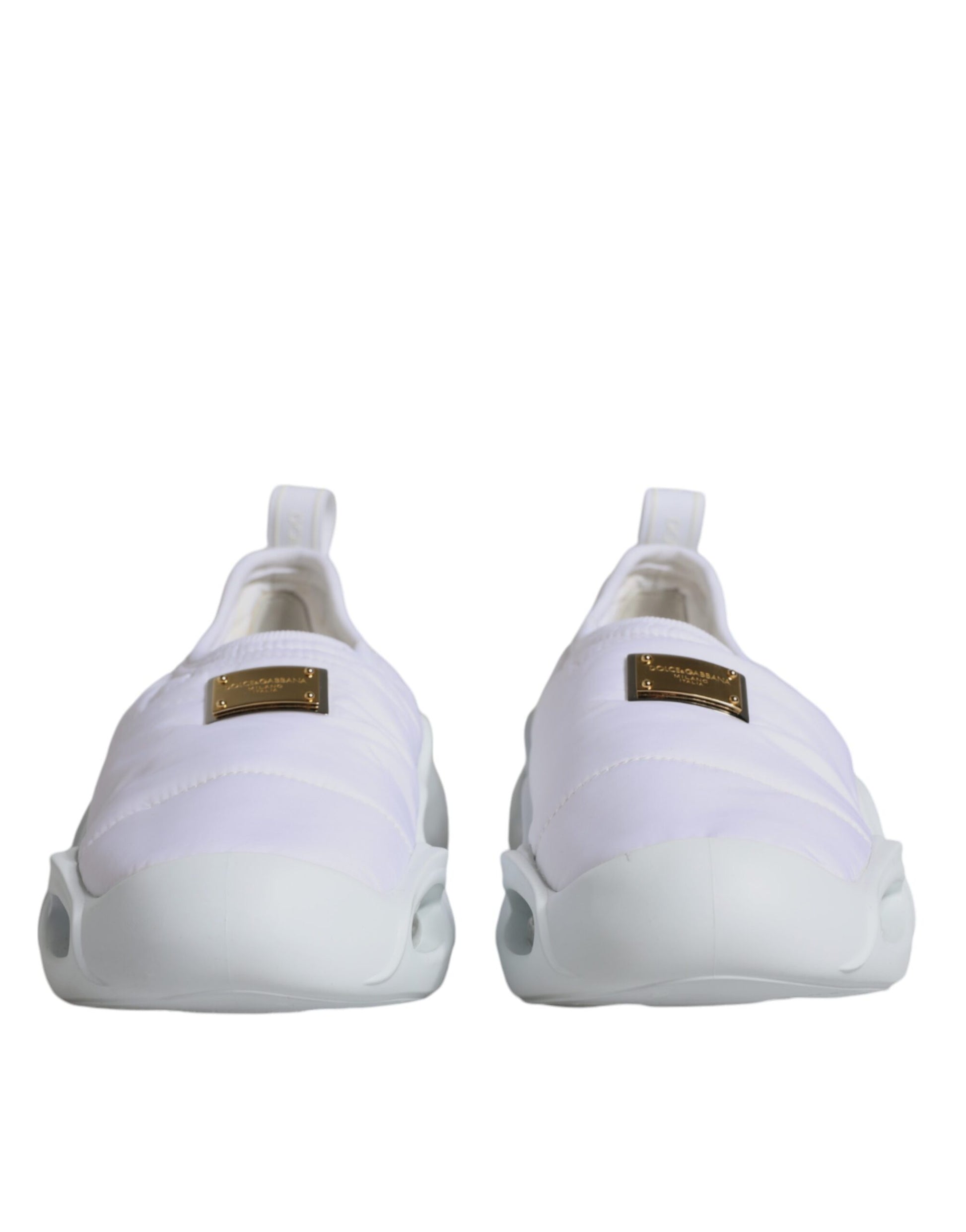 Dolce & Gabbana White Padded Fabric Low Top Sneakers Shoes Dolce & Gabbana