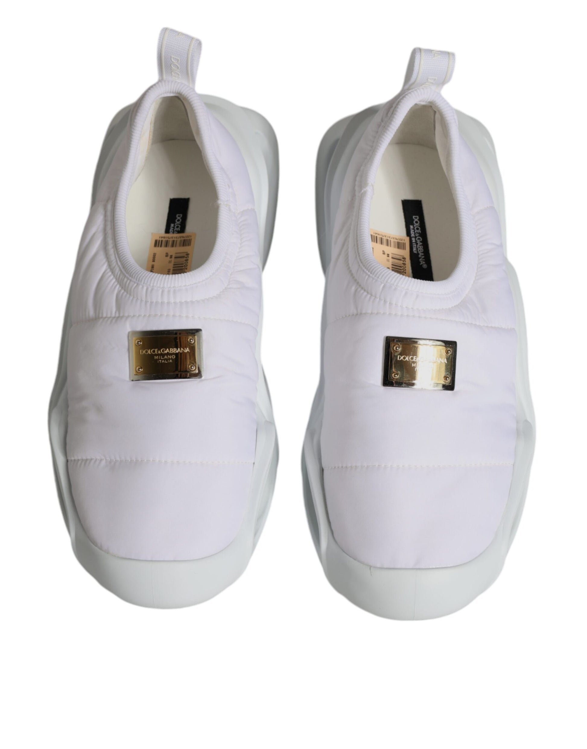 Dolce & Gabbana White Padded Fabric Low Top Sneakers Shoes Dolce & Gabbana