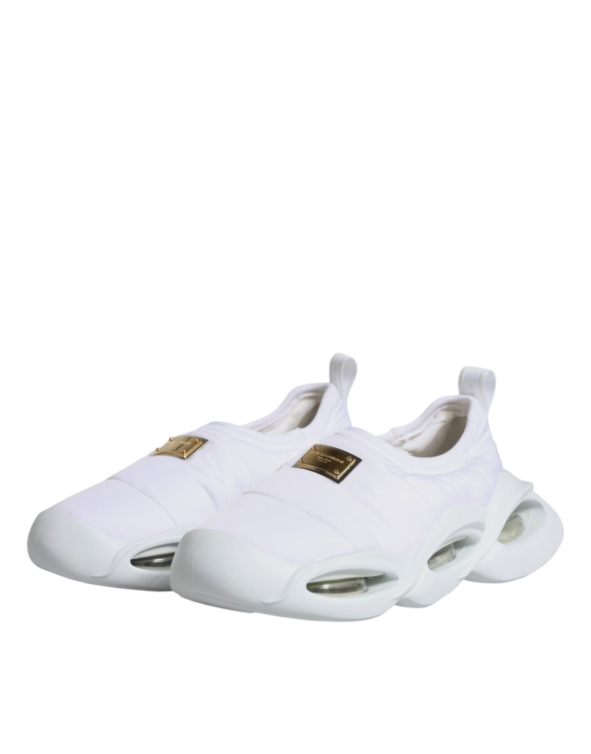 Dolce & Gabbana White Padded Fabric Low Top Sneakers Shoes Dolce & Gabbana