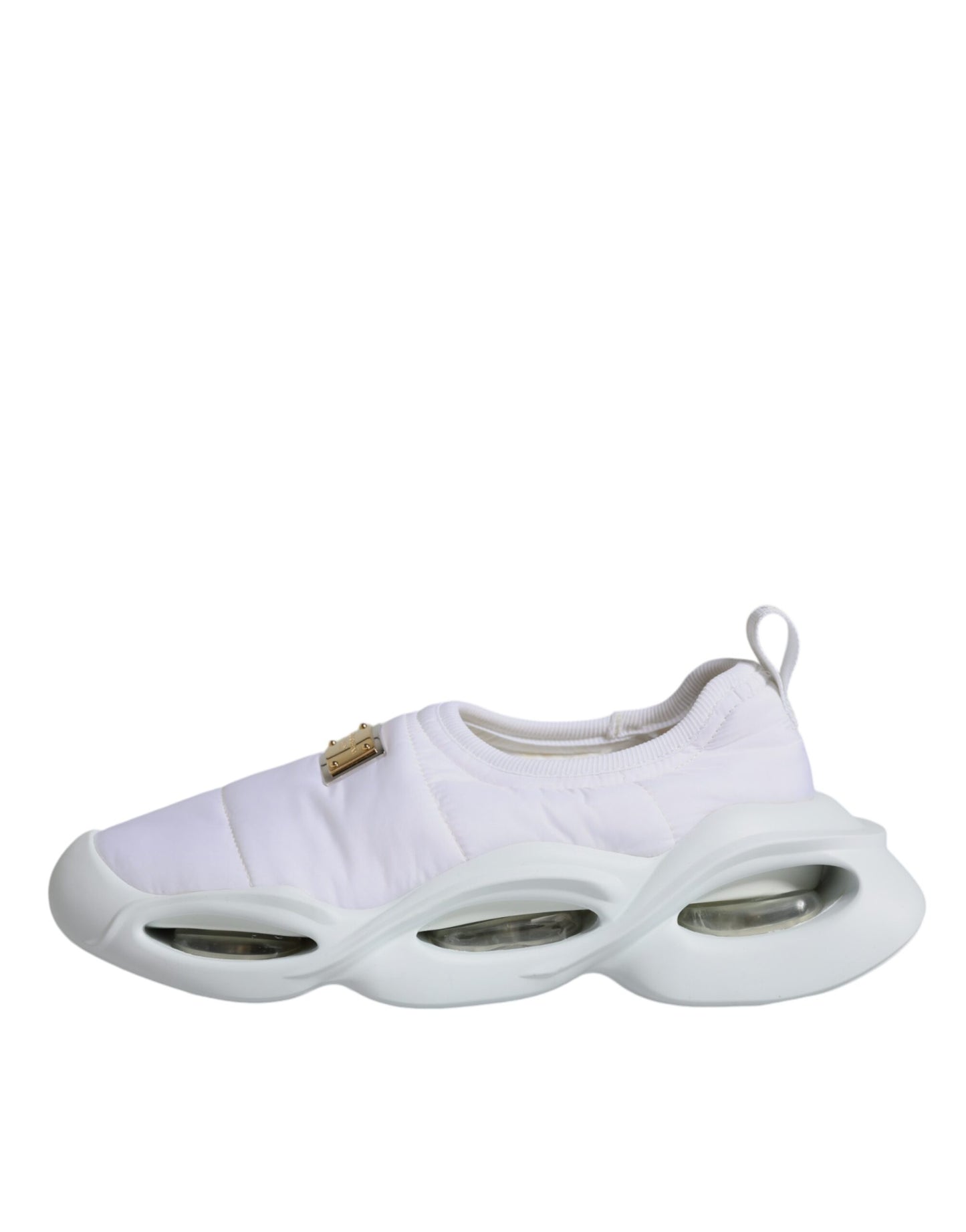 Dolce & Gabbana White Padded Fabric Low Top Sneakers Shoes Dolce & Gabbana